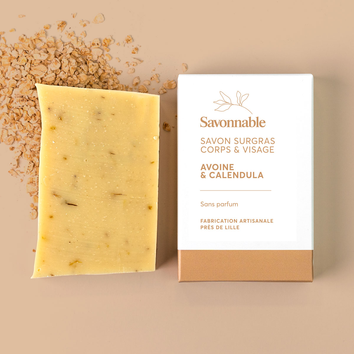 Savon solide <span>Avoine & Calendula</span> saponifié à froid