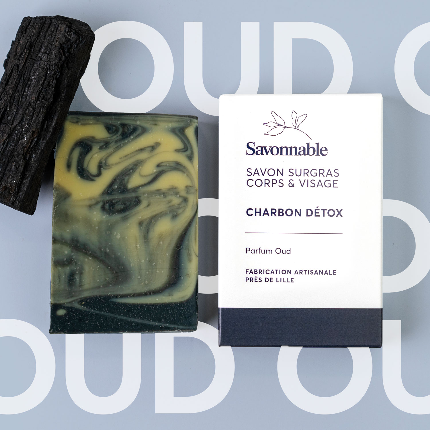 Savon visage <span>Charbon Détox - Oud</span> saponifié à froid