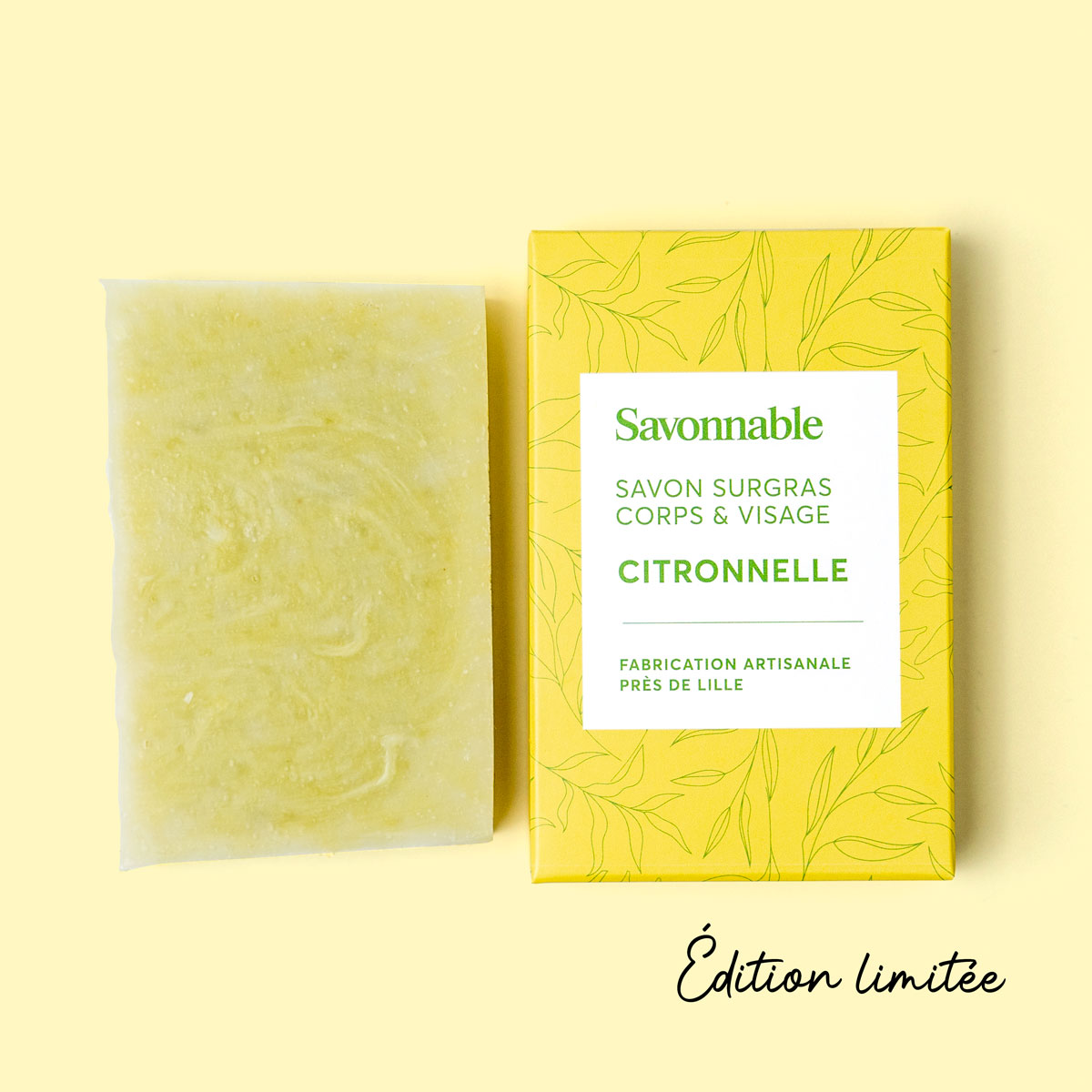 Savon solide <span>Citronnelle</span> saponifié à froid