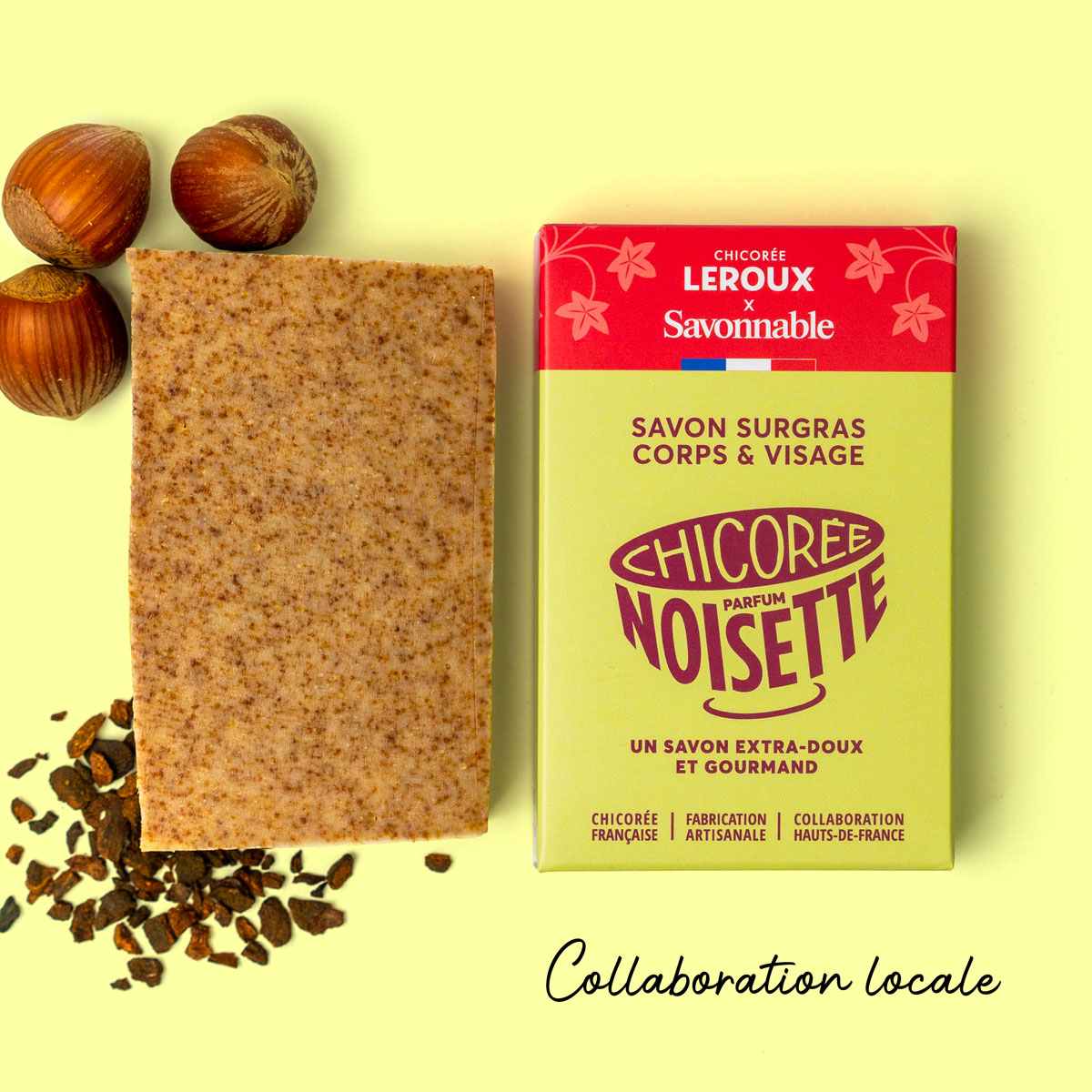 Savon solide <span>Chicorée Leroux Noisette</span> saponifié à froid